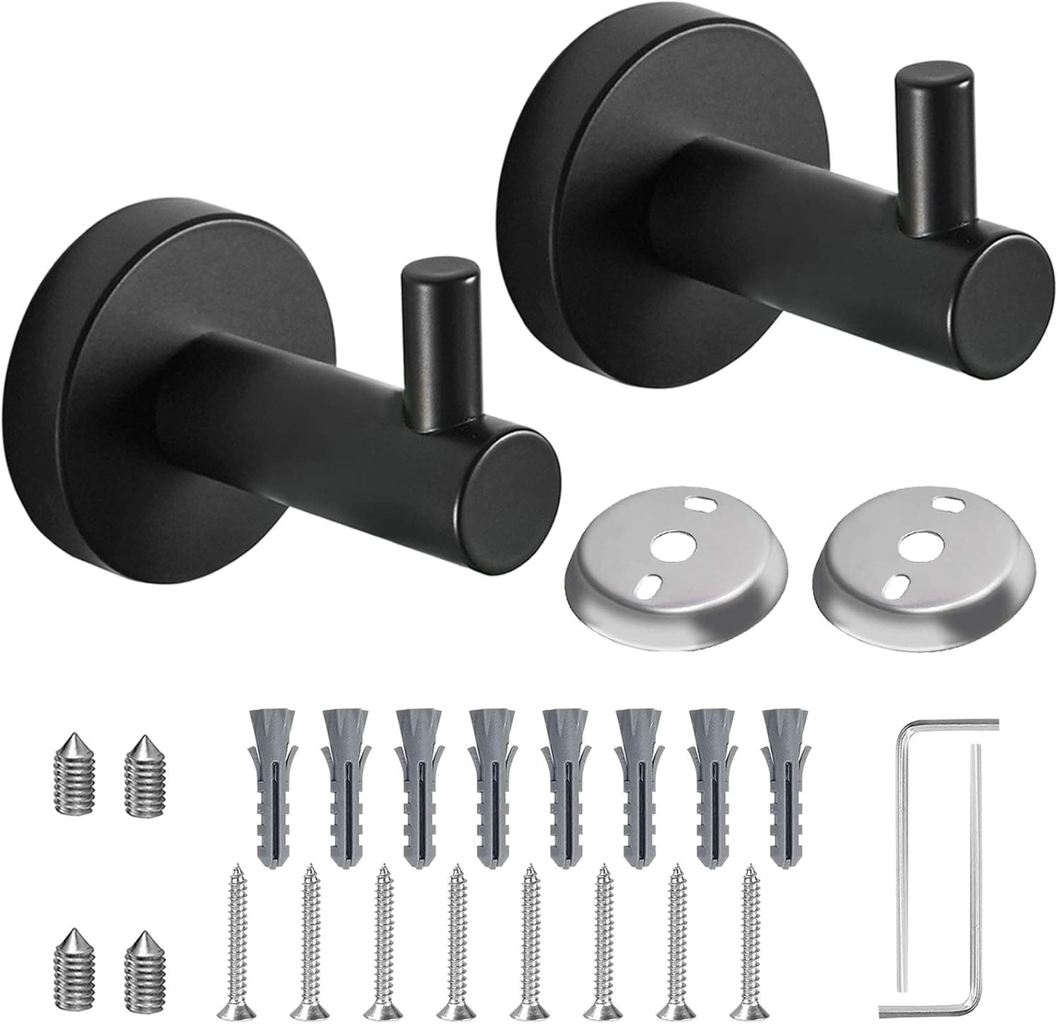 JACE Towel Hook, Bathroom Towel Hooks, Black Coat Hooks, Bathroom Hardware Accessories, 304 Stainless Steel Matte Black Towel/Closet Hook, 2 Pieces for Bathroom, Kitchen, Living Room, Bedroom