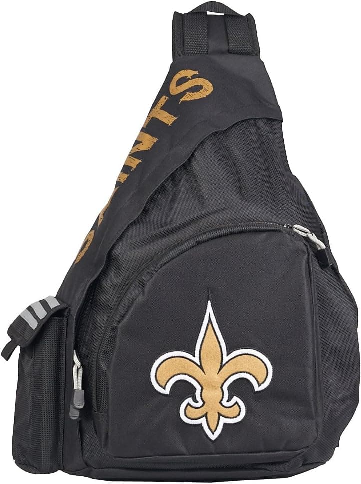 NFL New Orleans Saints Leadoff Sling Backpack, 20-Inch, Black