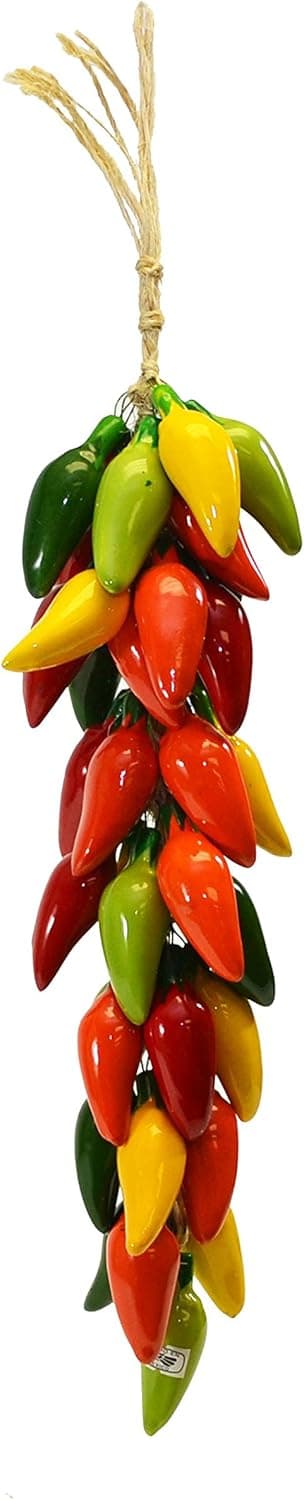 Small RISTRA/String of Ceramic Jalapeno Peppers, with 35-40 PEPPERS-20 Long