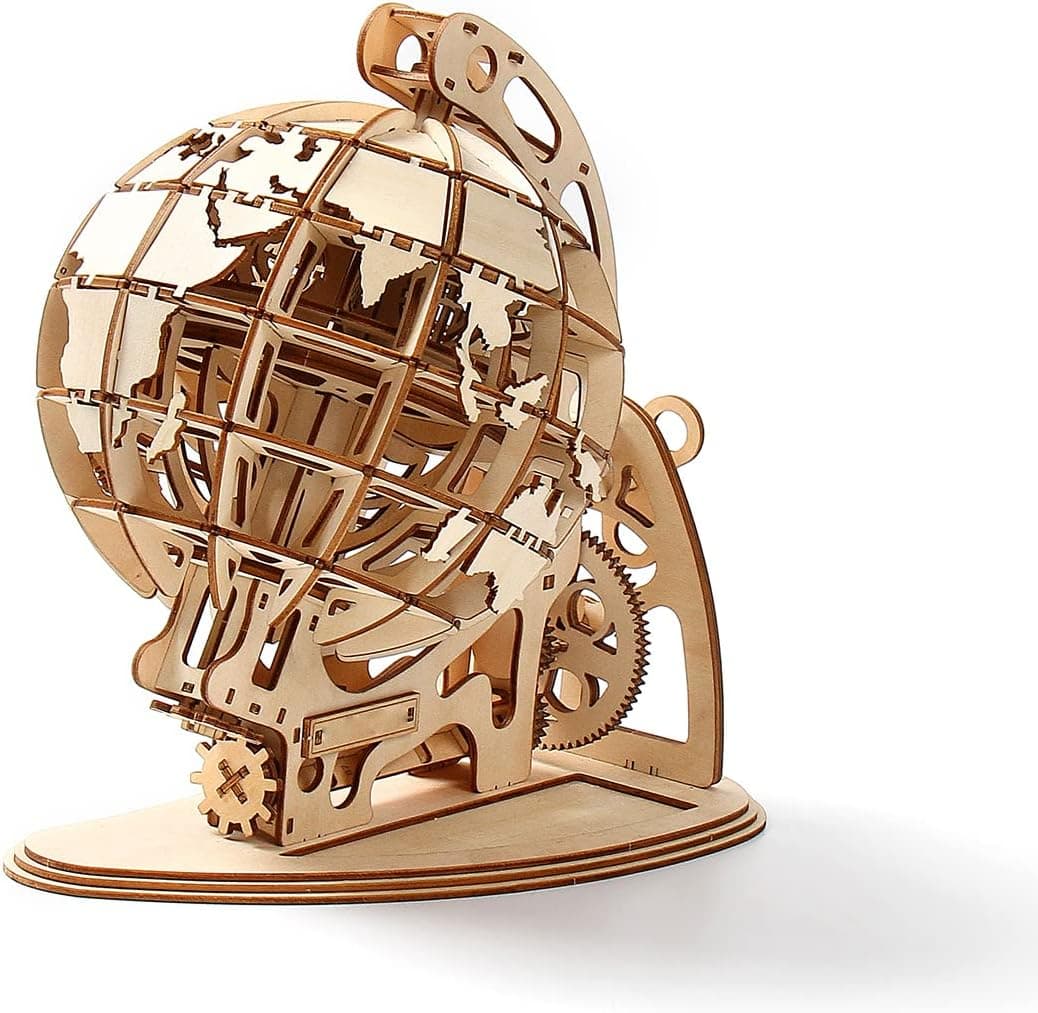 VVIHT LG808 3D Wooden Puzzle DIY Globe Model kit, No Glue Required Wooden Craft kit, Home Decoration and Unique Gifts for Teenagers