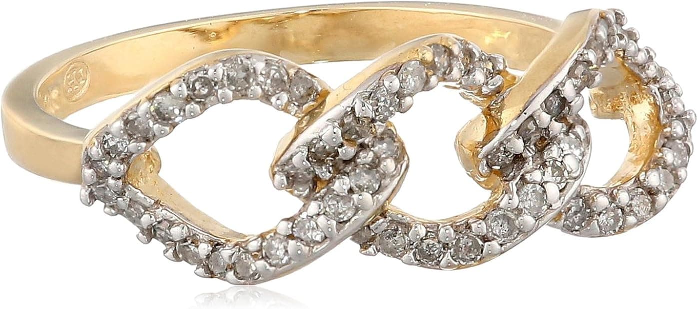 Amazon Collection 10k Yellow Gold Diamond (1/4 Cttw, I-J Color, I2-I3 Clarity) Ring, Size 7