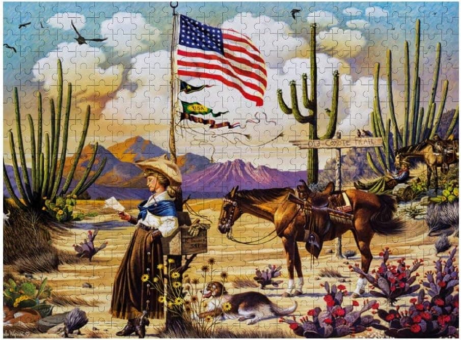 Wooden Puzzle 500 Pieces Puzzles, Jigsaw Puzzles-Charles Wysocki Love Letter from Laramie, Educational Intellectual Decompressing Fun Game for Kids Adults Toy 20.5"x15" inch