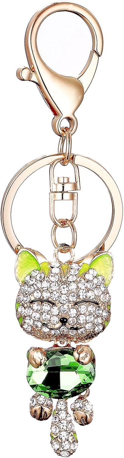 Pro Acme Luxury Rhinestone Metal Cat Keychain Crystal Bag Charm