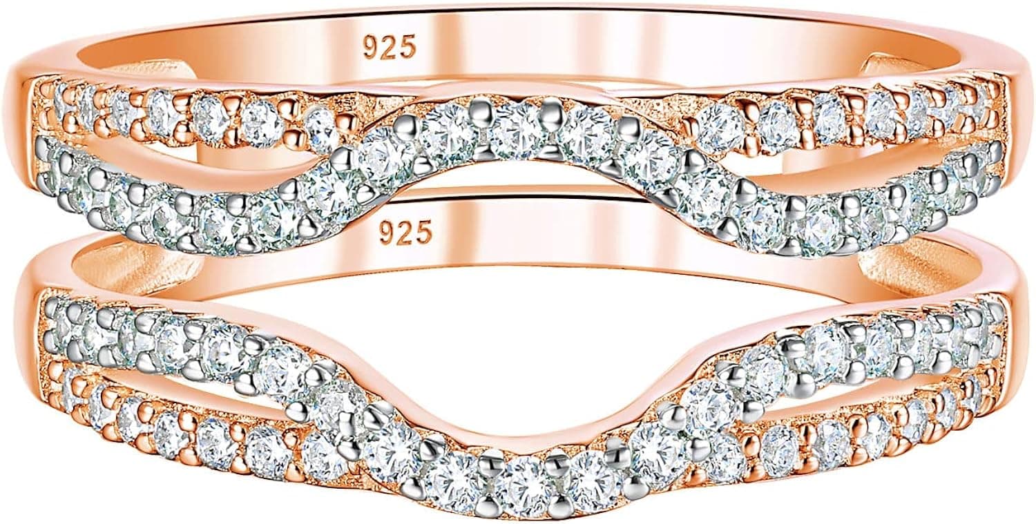 SHELOVES Womens Ring Enhancer for Engagement Rings AAAAA CZ Infinity Wedding Band Guard Rings Wrap 925 Sterling Silver 4-13