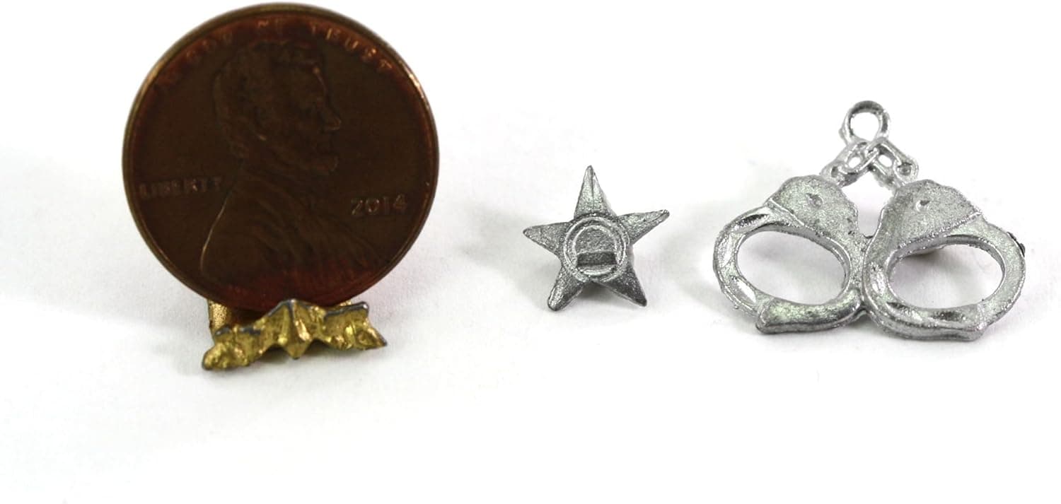 Dollhouse Miniature 1:12 Sheriff Star Badge & Hand Cuffs