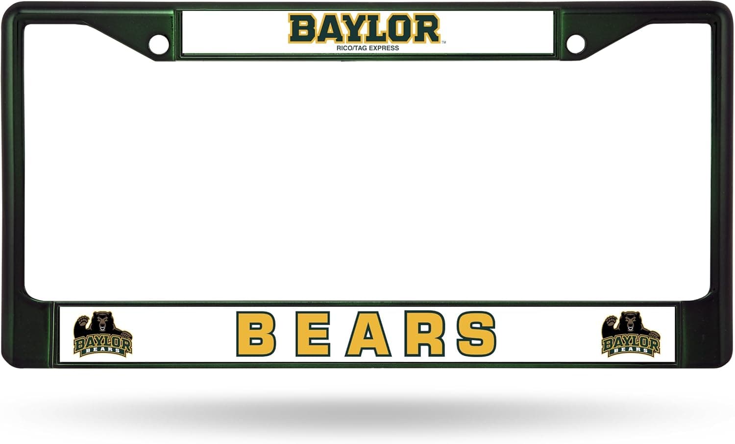 NCAA Baylor Bears Team Colored Chrome License Plate Frame, Dark Green