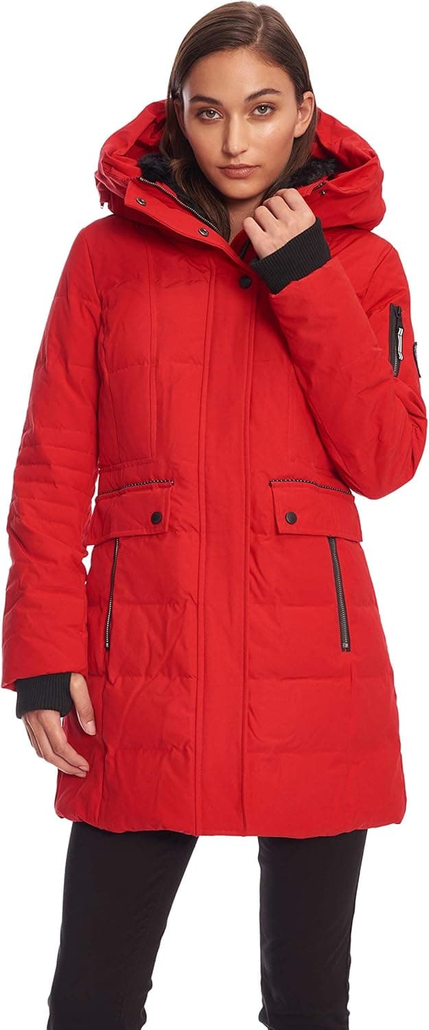 ALPINE NORTH Women’s Vegan Down Mid-Length Parka - Insulated, Water-Repellent Winter Coat with Hood, Jacket For Women