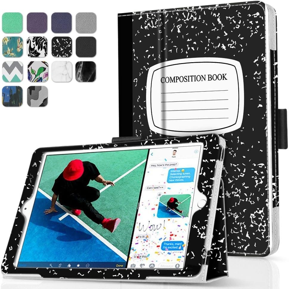 TNP New iPad 9.7 Inch 2018 2017 Case/iPad Air 1 Case - Corner Protection Premium PU Leather Folio Smart Cover w/Auto Sleep/Wake for iPad 9.7 in 2018 2017 Release, iPad Air 1 (Book Black)