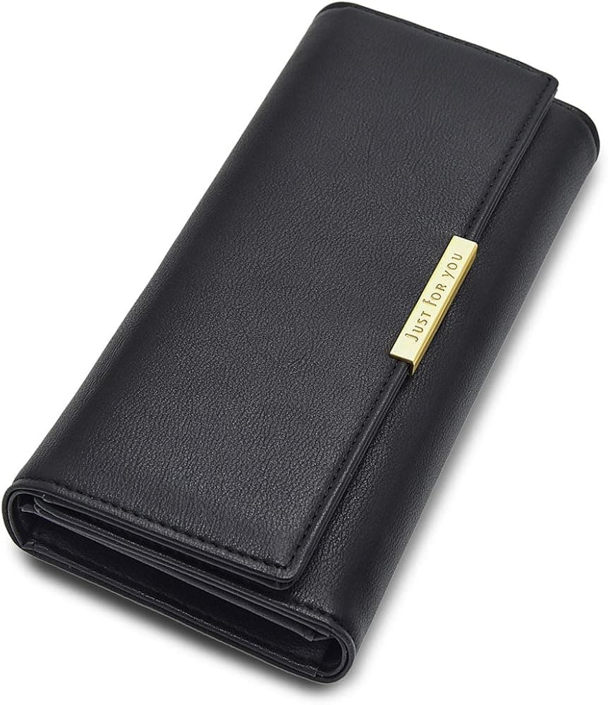 CYANB Soft Leather Trifold Multi Card Holder Wallet, Elegant Clutch Long Purse for Women Ladies