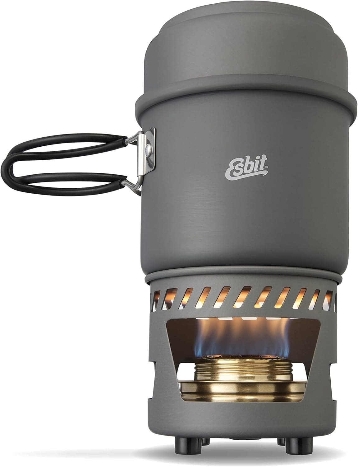 Esbit CS985HA 5-Piece Lightweight Trekking Cook Set with Brass Alcohol Burner Stove