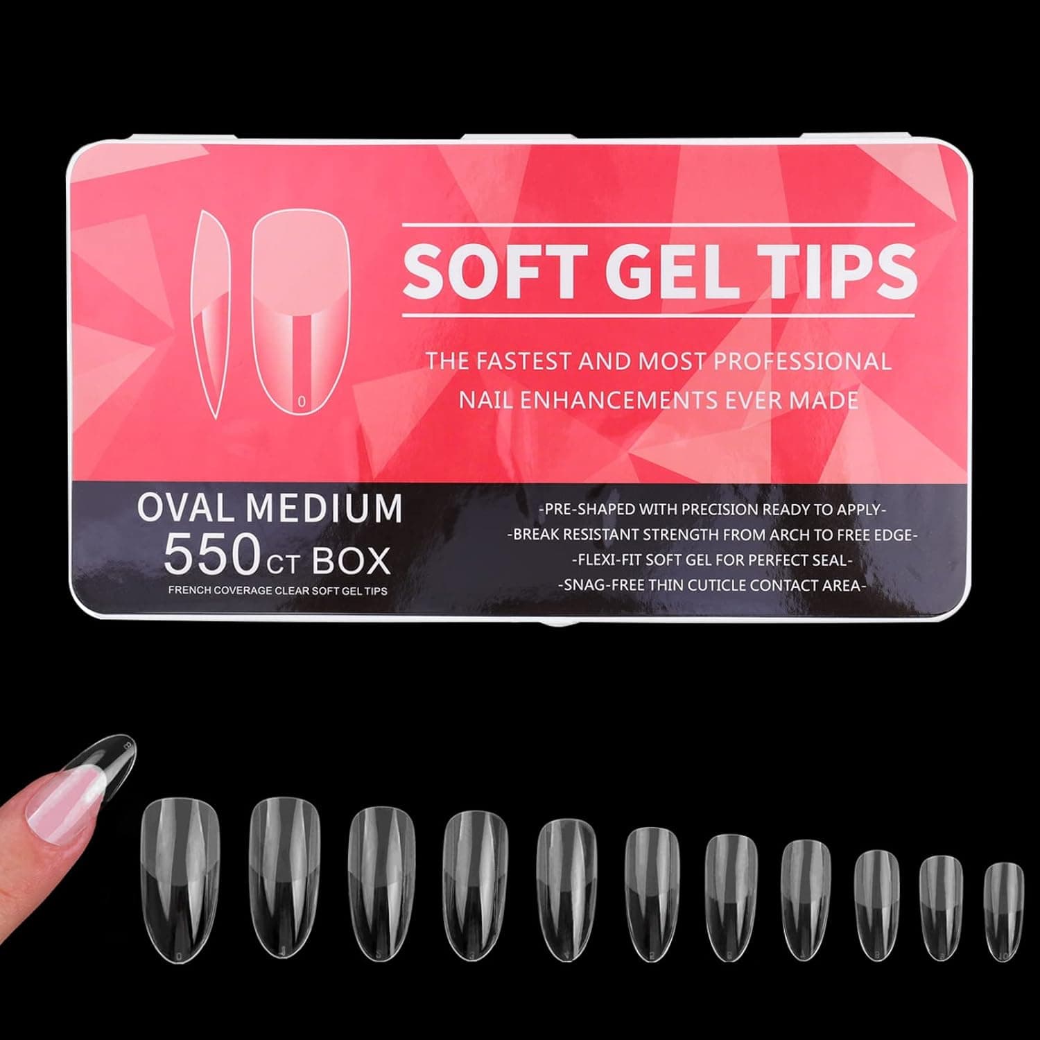 550PCS Full Cover Nail Tips,HOINCO Frosted Nails Tip Press on Nails Acrylic Fake Nails Artificial Fingernails Tip for Nail Salons and DIY Nail Art(Oval)