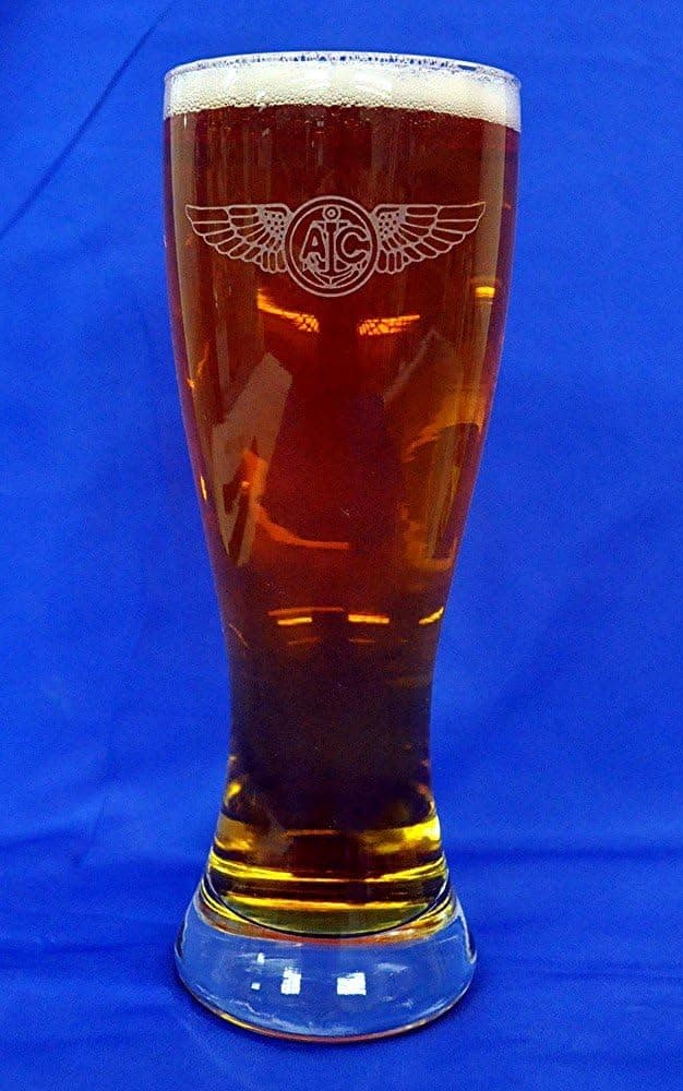 Custom Etched Navy Enlisted Aircrew Wings on 23 oz Pilsner Glass Set of 2