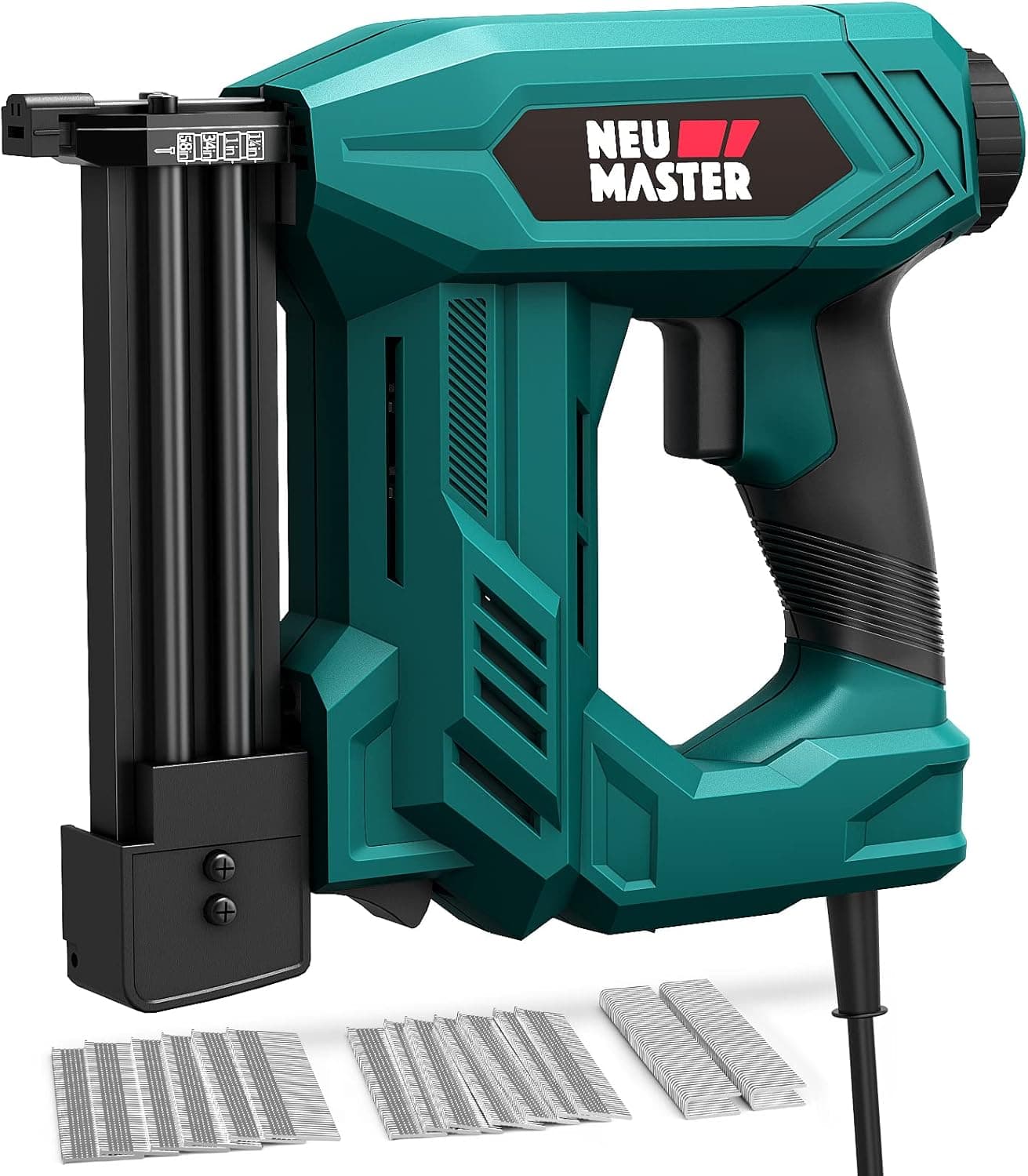 Upgraded Brad Nailer, NEU MASTER 2 in 1 Electric Staple Gun/Nail Gun for Wood, Upholstery and DIY Projects, 1/4'' Narrow Crown Staples 200pcs and Nails 800pcs Included