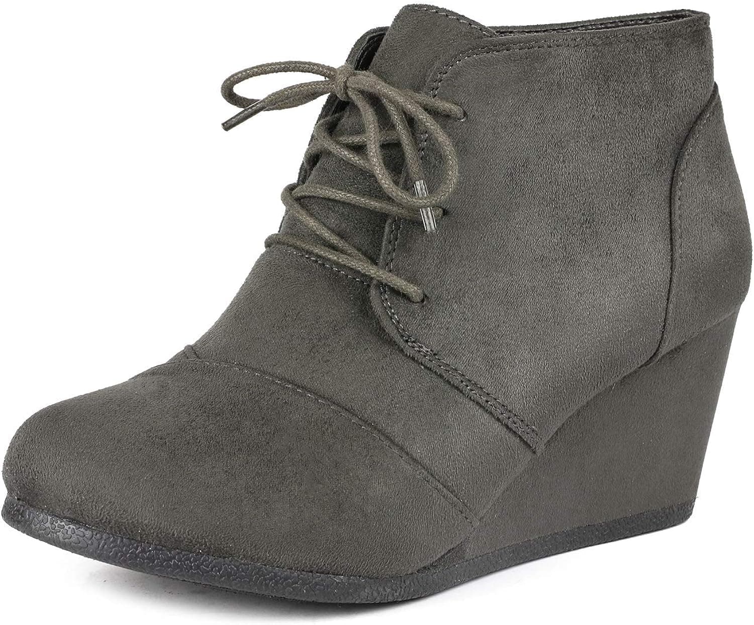DREAM PAIRS Women's Casual Fashion Lace Up Low Wedge Heel Booties Shoe