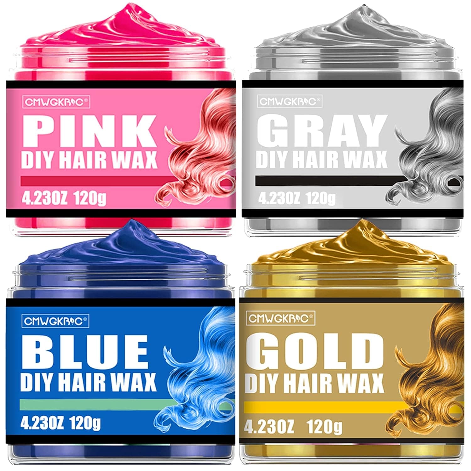 4 Pack Hair Color Wax, Temporary Wax Color Gift Set - Fun and Effective Modeling Fashion DIY Hair Wax for Men Women Kids Birthday Party Cosplay Children's Day, Halloween, Christmas
