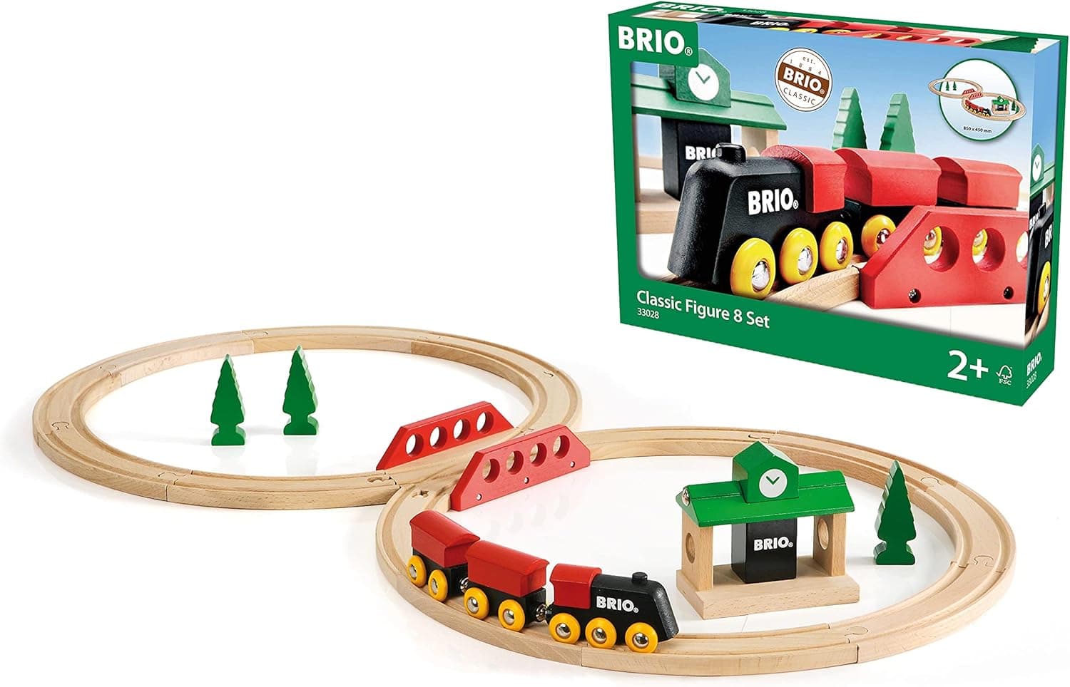 Brio World 33028 - Classic Figure 8 Set - 22 Piece Wood Toy Train Set with Accessories and Wooden Tracks for Kids Age 2 and Up