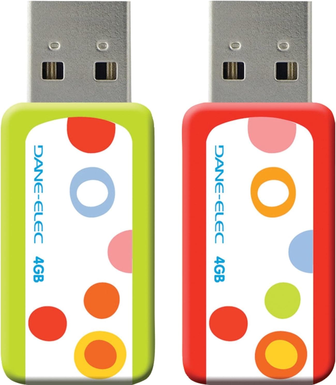 Dane-Elec DA-Z04GCBK1-C ColorBytes 4GB USB Sharebytes Flash Drive - Circa Dots (2-Pack)