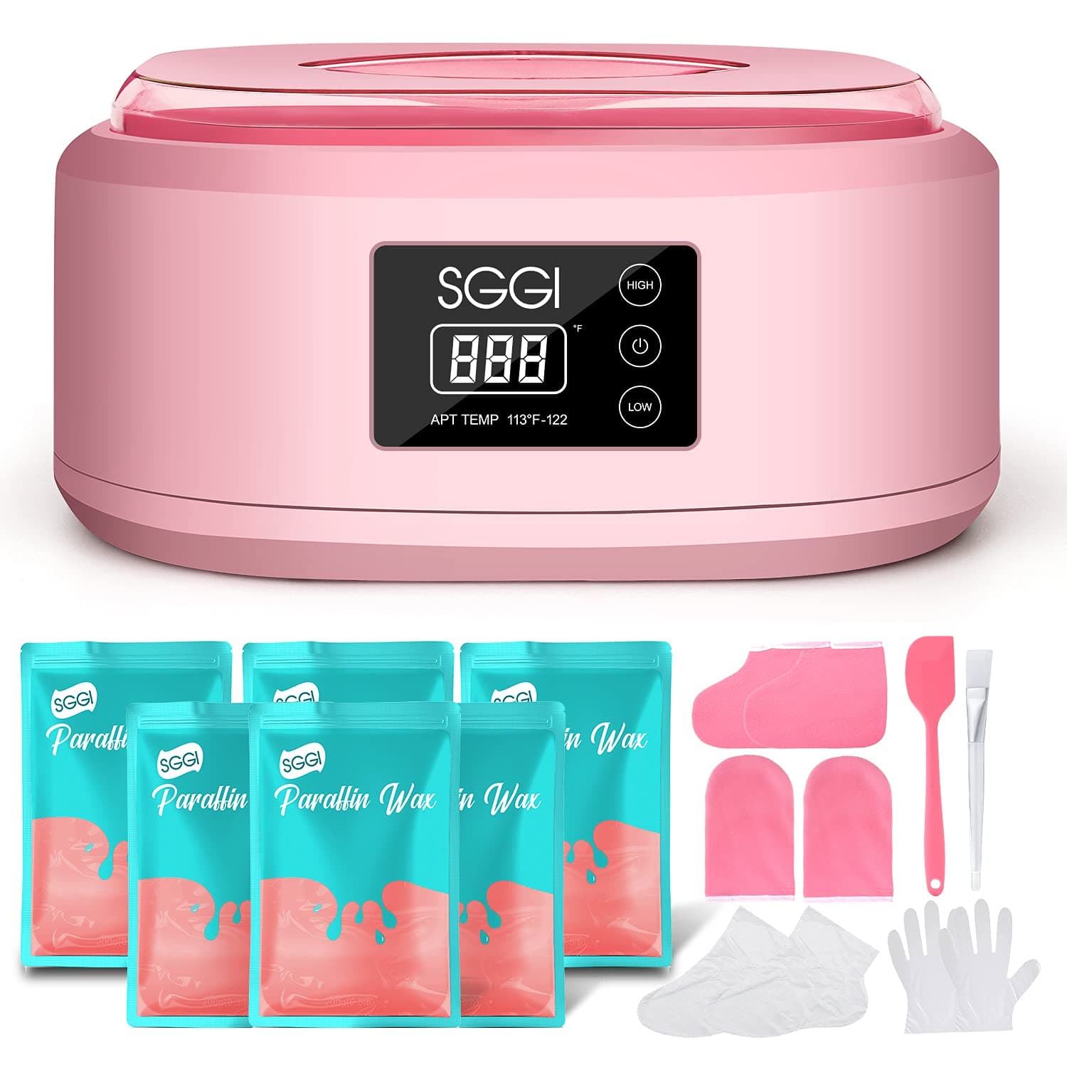 Paraffin Wax Machine for Hands and Feet SGGI Digital Wax Warmer 3000ML Lager Capacity with 6 Packs of Paraffin Wax Refills (2.6lb), Help to Moisturize, Smooth and Soften Skin, Great Gift for Women