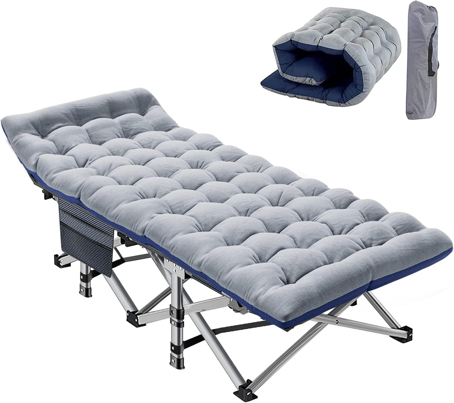 MOPHOTO Folding Cot Folding Bed with Mattress, Camping Cot for Adults Portable Fold up Bed for Indoor Outdoor Travel Camp Vacation