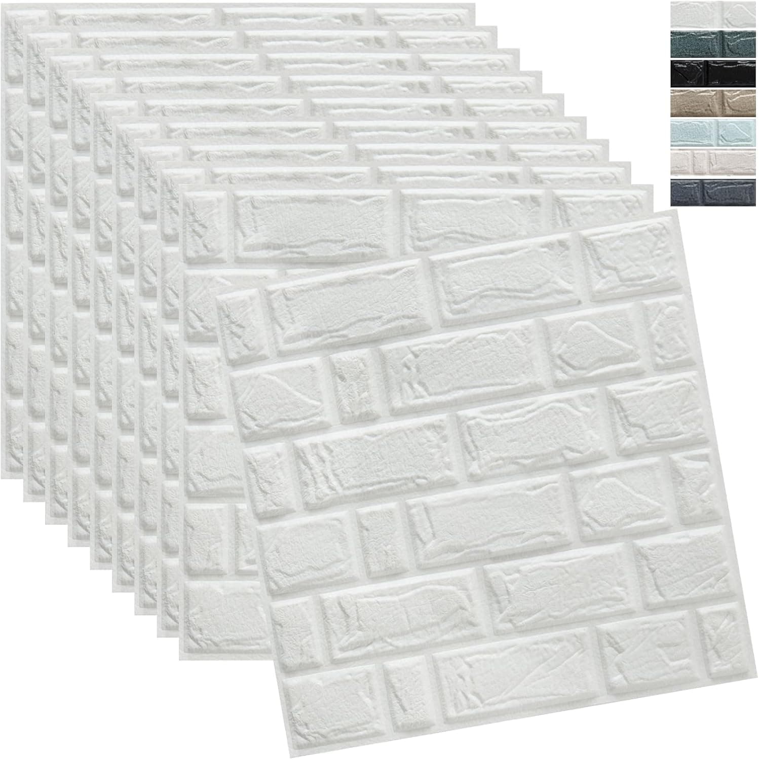 WAPANE 3D Brick Peel and Stick Wallpaper, 10 Pack 3D Brick Wall Panels Self Adhesive, Removable Wallpaper Waterproof PE Foam Paintable,for Bedroom/Living Room/Kitchen/TV Wall and Home Decoration