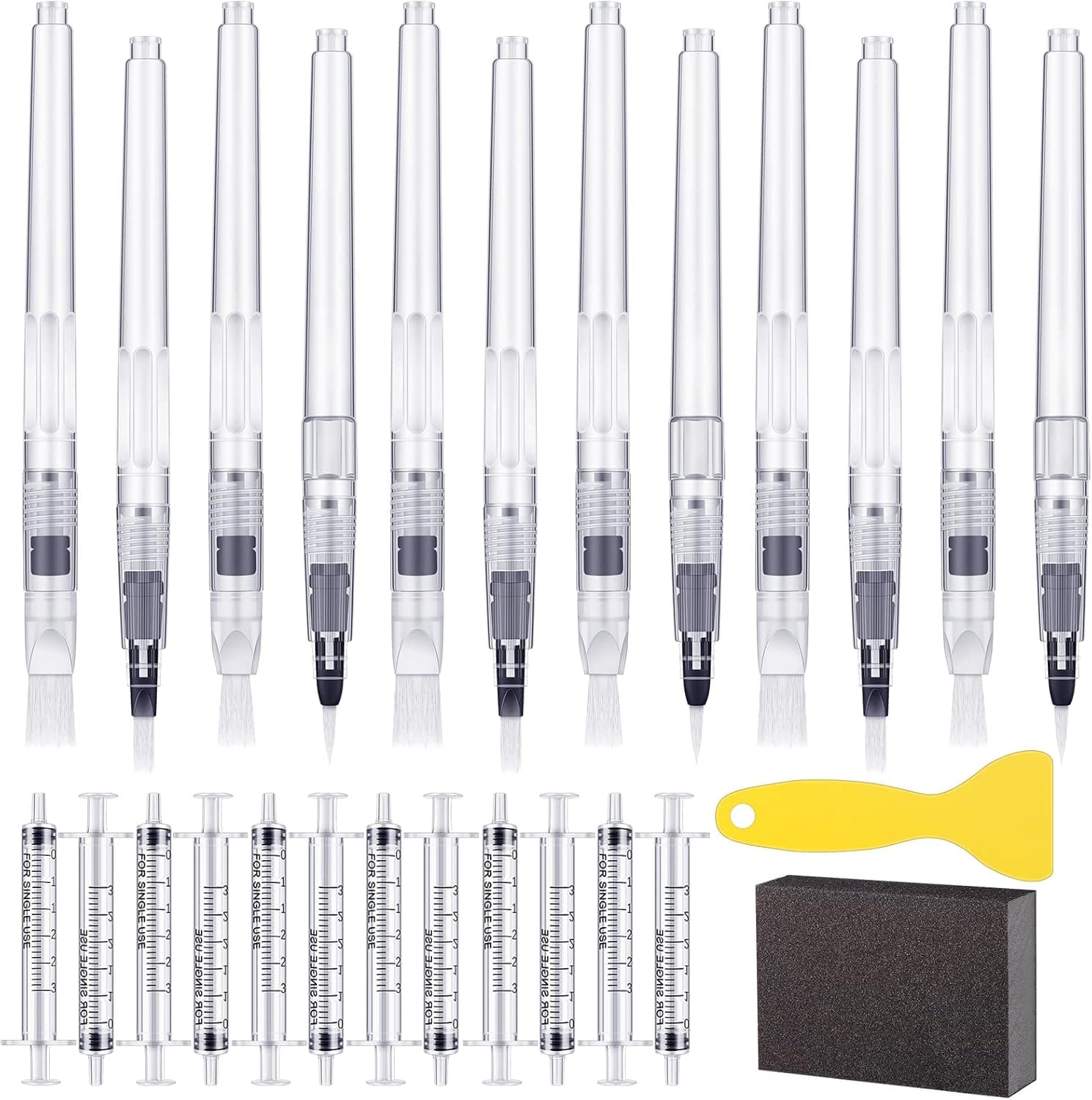 BBTO 26 Pcs Touch Up Paint Pen Refillable Wall Repair Kit Fillable Paint Brush Pens for Interior Paint Touch Ups to Drywall, Cabinets Furniture Store House Paint, Wall Paint with Scraper and Sponge