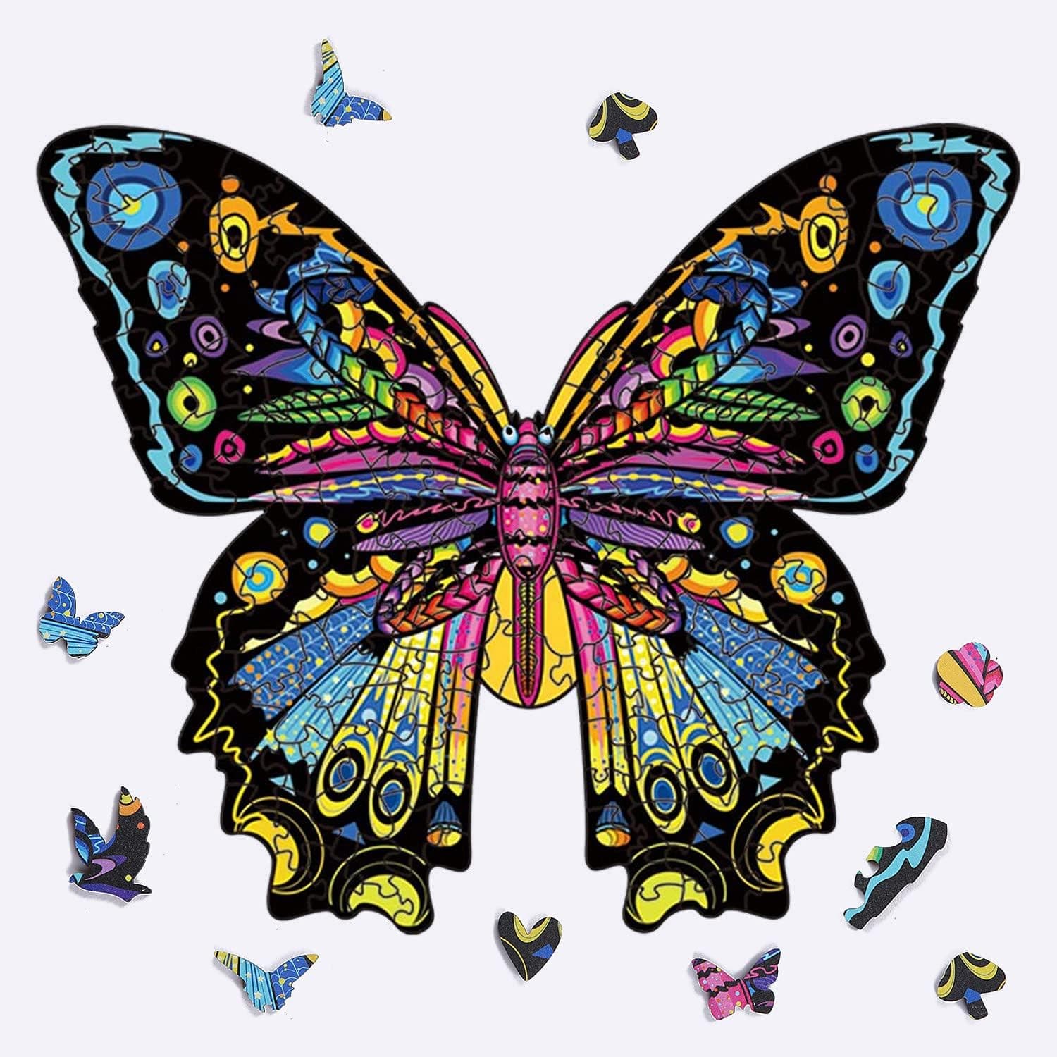 Wooden Puzzles for Adults, Wooden Animal Shape Puzzles Butterfly Puzzle, Unique Shaped Jigsaw Puzzles, Wood Puzzles Adult, Magic Wooden Puzzles Jigsaw(Butterfly, 6.69 x 8.11 in)