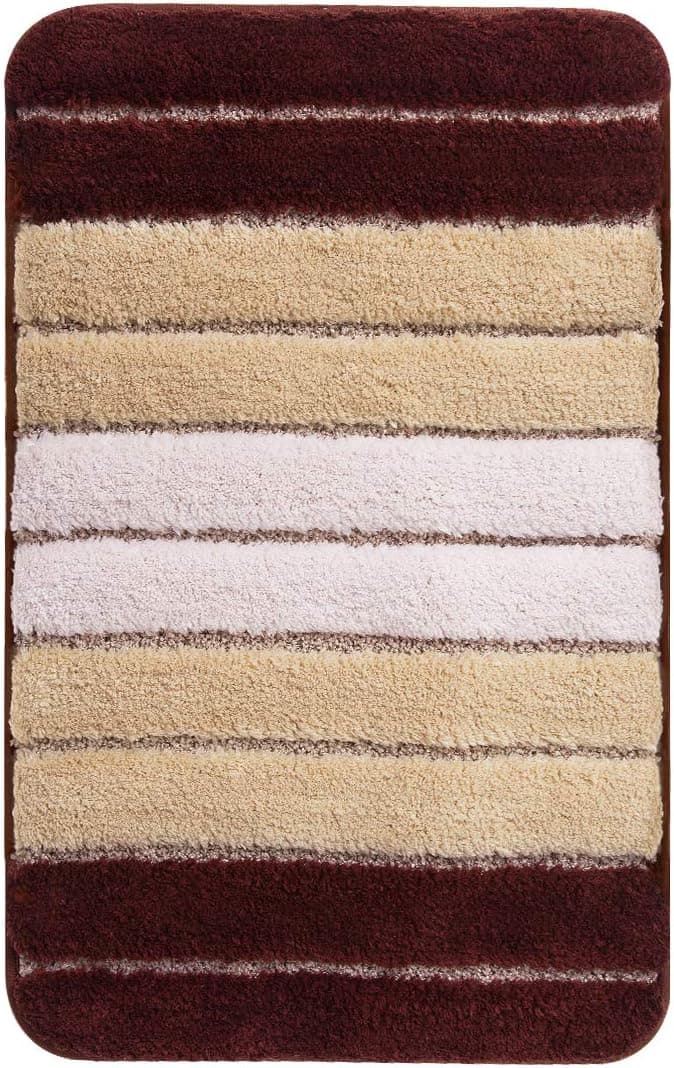 MAYSHINE Bath mats Bathroom Rugs, Non-Slip Soft Fluffy Water Absorbent Shaggy D8 Microfiber, Machine-Washable, Perfect Doormats Tub Shower, 20-Inch-by-31-Inch Bath Mat Rug, Brown