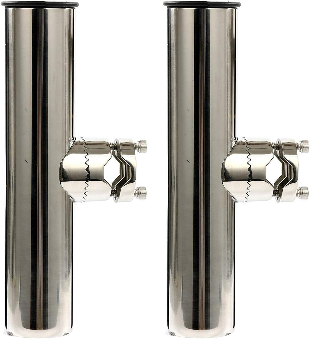 Amarine Made 2 Pieces of Stainless Clamp on Fishing Rod Holder for Rails 7/8" to 1" with Stop pin on Bottom