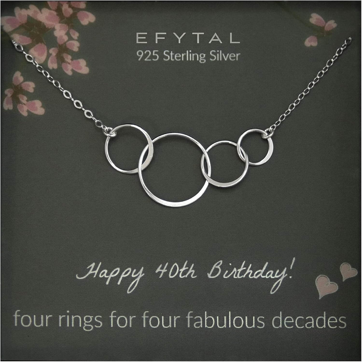 EFYTAL 40th Birthday Gifts Women, Sterling Silver Four Circle Necklace, Gift for 40 Year Old Woman Birthday, Womens 40th Birthday Gifts Ideas, 40th Birthday Necklace for Women, 40th Bday Gifts Women
