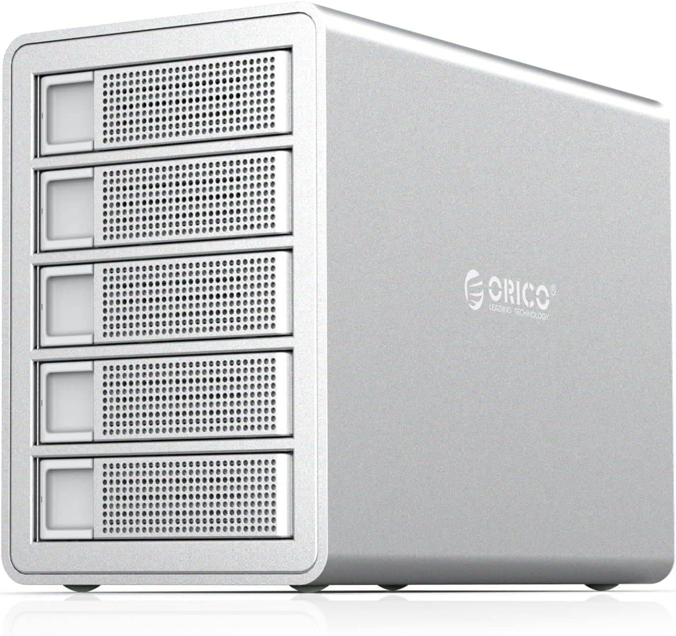 ORICO 5 Bay USB 3.0 to SATA External Hard Drive RAID Enclosure Support 80TB, 2.5/3.5 inch HDD SSD Enclosure Built-in 150W Power/Dual Chip for Enterprise Server Expansion (Support RAID)-3559RU3