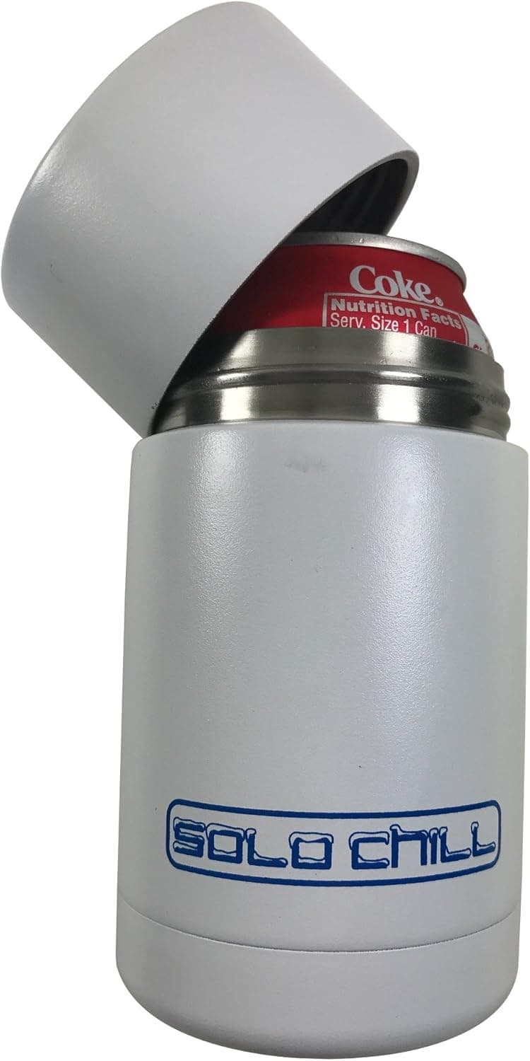 Poker Weight SoloChill Stainless Steel Double Insulated Can Cooler with Insulated LID - Designed to Snuggly fit Standard 12 oz cans