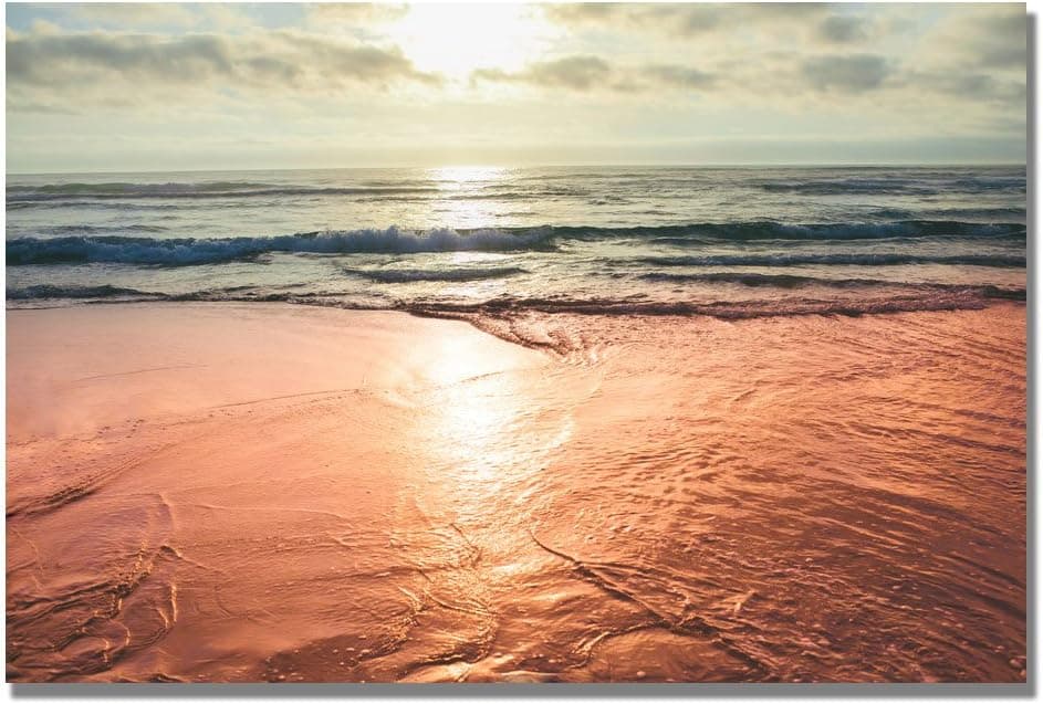 Sunset Beach Reflections by Ariane Moshayedi, 22x32-Inch Canvas Wall Art