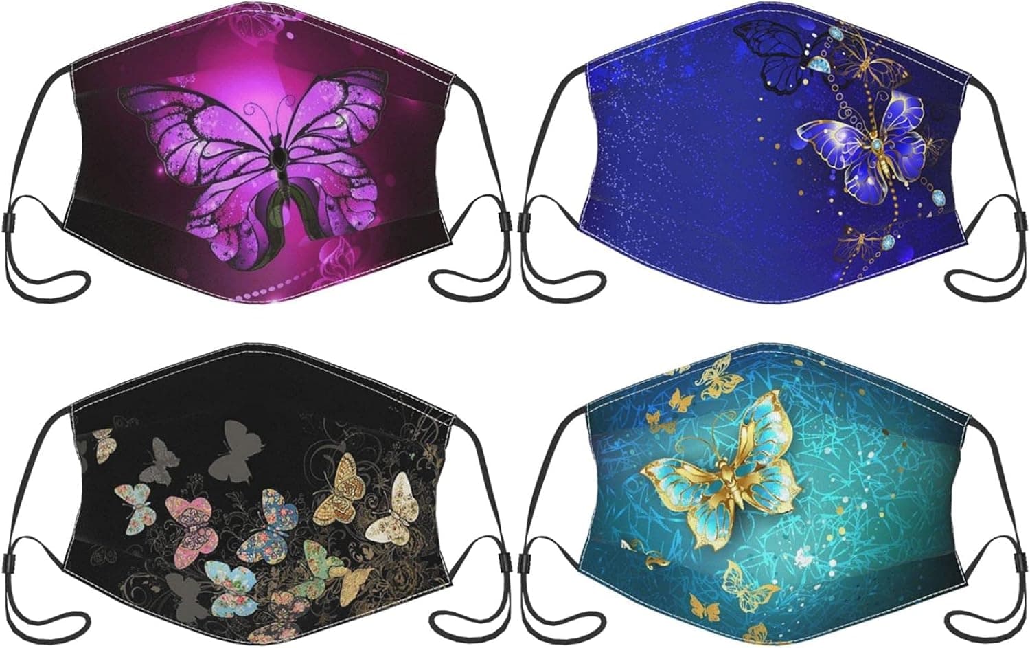 4 Pcs Face Mask With Filter Pocket Reusable Breathable Adjustable Anti-Dust Wind Sun-Proof Fashion Balaclava For Women Men