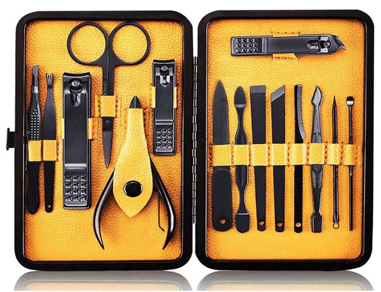 Nail Clippers Sets High Precisio Stainless Steel Nail Cutter Pedicure Kit 15 Pcs Nail File Sharp Nail Scissors and Clipper Manicure Pedicure Kit Fingernails & Toenails with Portable stylish Case
