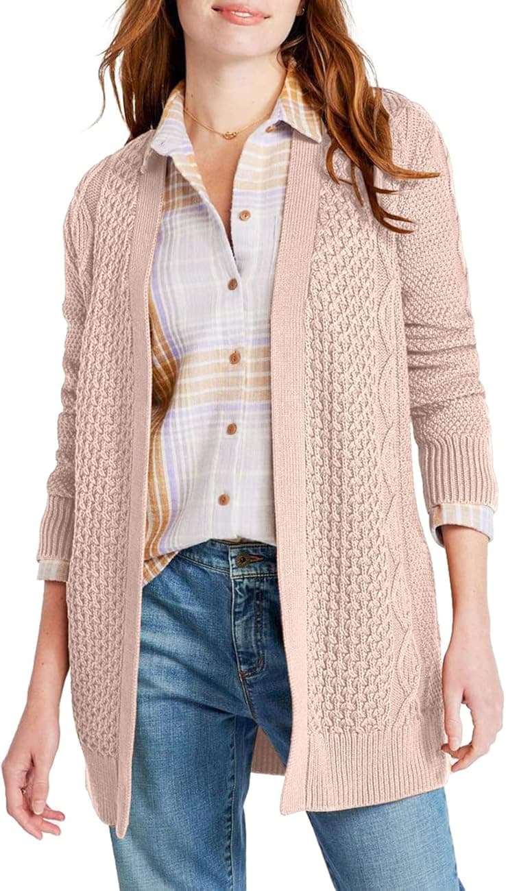 Dyexces Women's Casual Long Sleeve Knit Cardigan Chunky Open Front Sweaters Coat Soft Outwear