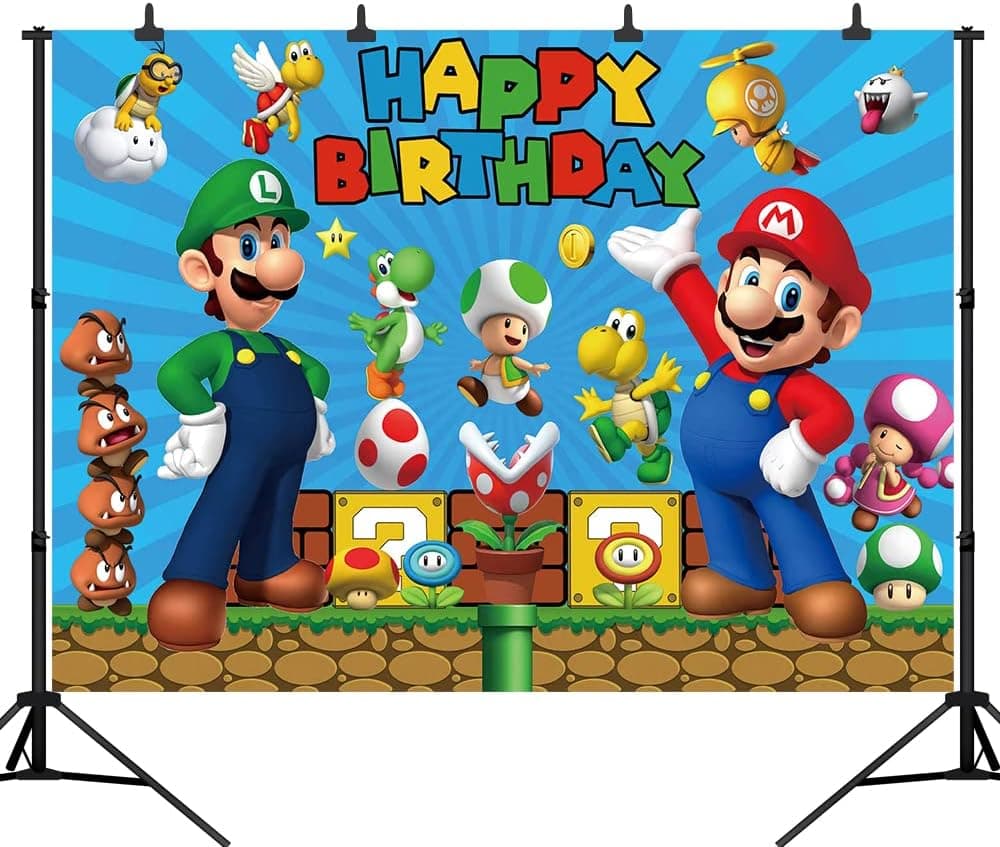Marmalade Gold Coin Video Game Happy Birthday Theme Photography Backdrops Children Kids Boys Birthday Party Banner Decoration Supplies 5inchx3inch