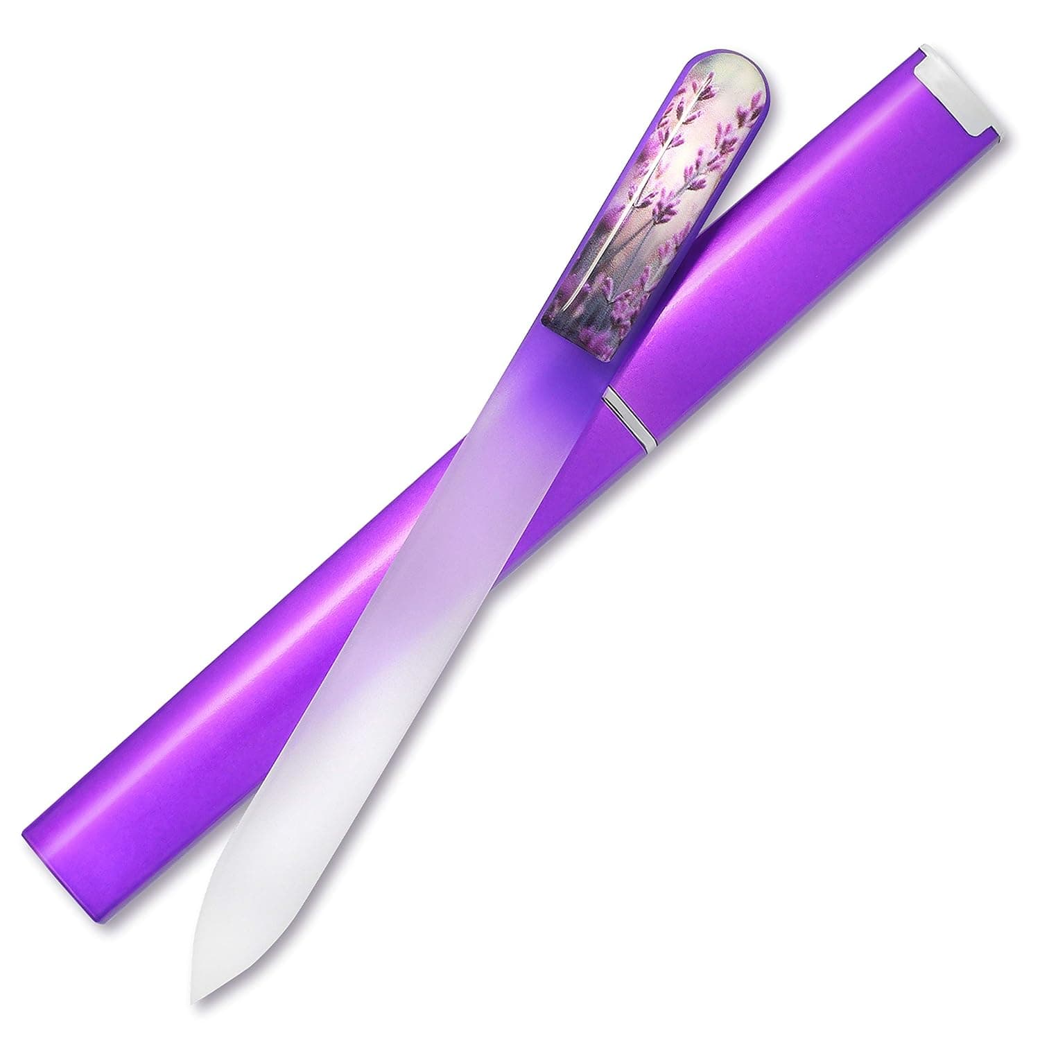 3D Genuine Czech Glass Nail File in Case – Double Sided Etched Different Grit Surface, Professional Nail Care, EU Quality, Manicure & Pedicure - Made by Gladzy