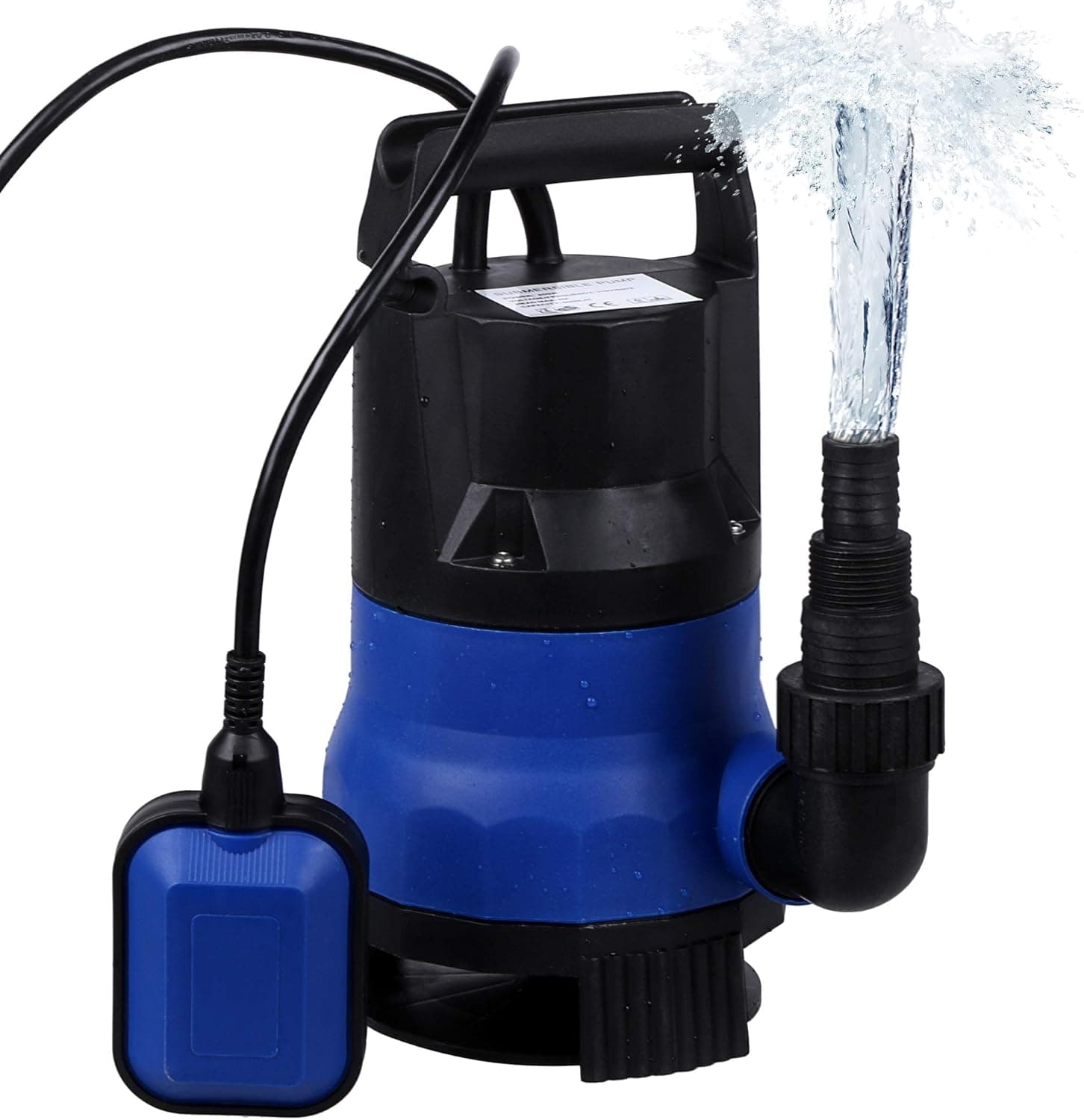 Sump Pump 1/2HP 2112GPH Submersible Clean Dirty Water Pump For Pond, Swimming Pool, hot tub Drain (Blue)