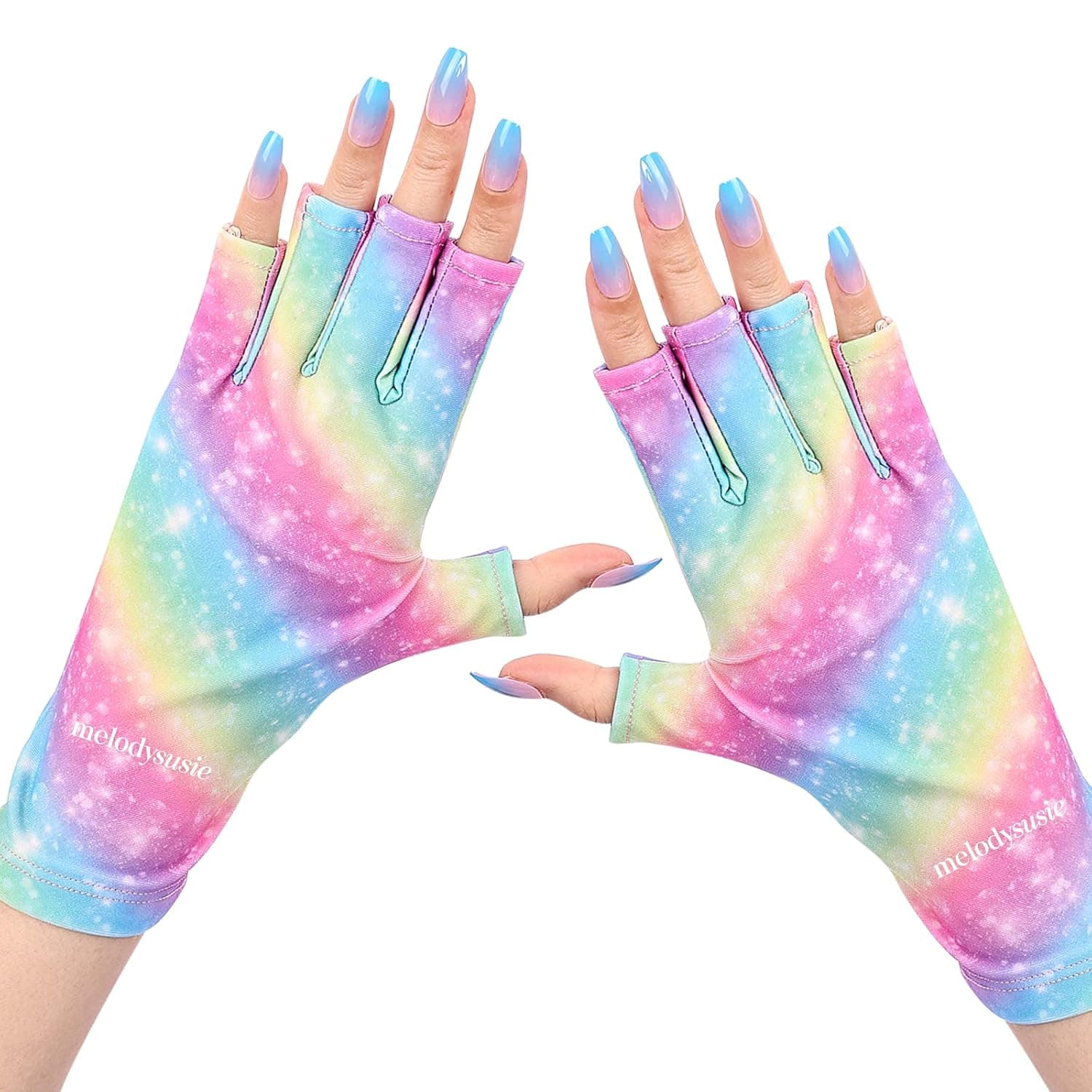 MelodySusie UV Glove for Gel Nail Lamp, Professional UPF50+ UV Protection Gloves for Manicures, Nail Art Skin Care Fingerless Anti UV Glove Protect Hands from UV Harm