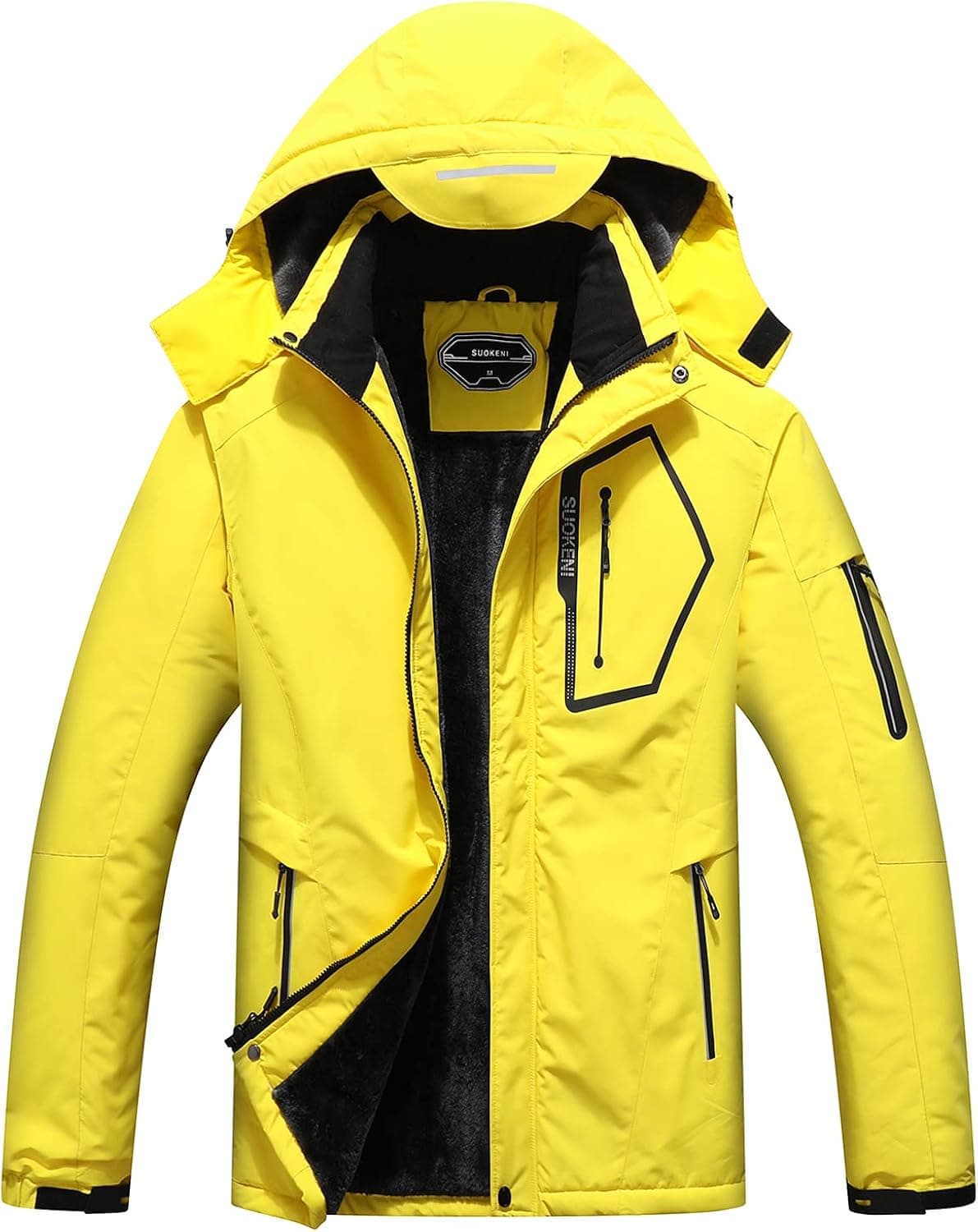 SUOKENI Men's Waterproof Ski Jacket Warm Winter Snow Coat Hooded Raincoat