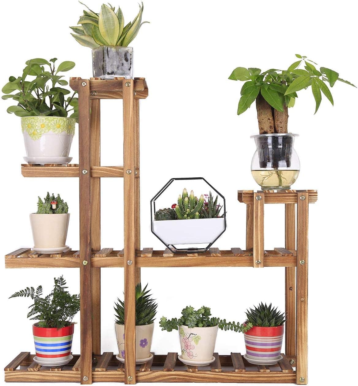 Yimobra Wooden Plant Stand Multi-Layer Potted Stand, Flower Display Shelf for Indoor Livingroom Corridor, Holder for Outdoor Yard Garden Balcony Clearance Assemblable Storge Rack, 27.7 Inch
