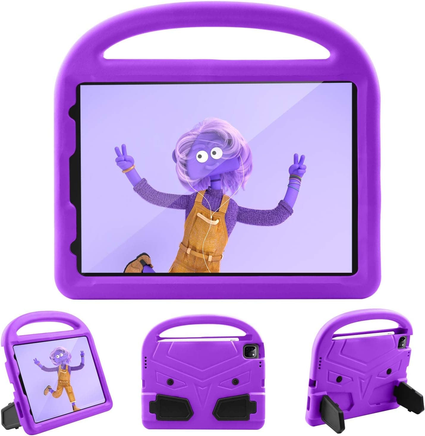 Kids Case for iPad Pro 11 2022/2021/2020 (4th/3rd/2nd Generation), Techcircle Child Shock Proof EVA Protective [Support Pencil Charging] Handle Stand Case for iPad Air 5/4 Gen 10.9" 2022/2020, Purple