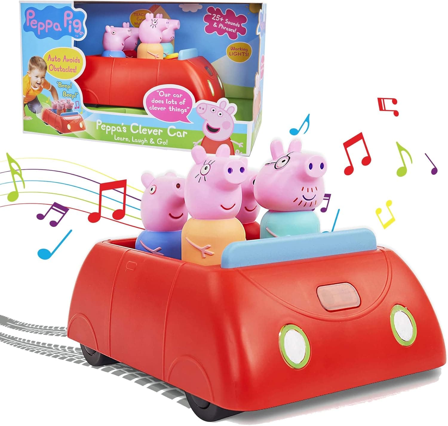 Peppa Pig's Clever Car Interactive Pre-School Toy With Lights And Sounds - Self Driving - Plays Peppa Music And Talks - Motorized Vehicle With Collision Avoidance Sensors– Red