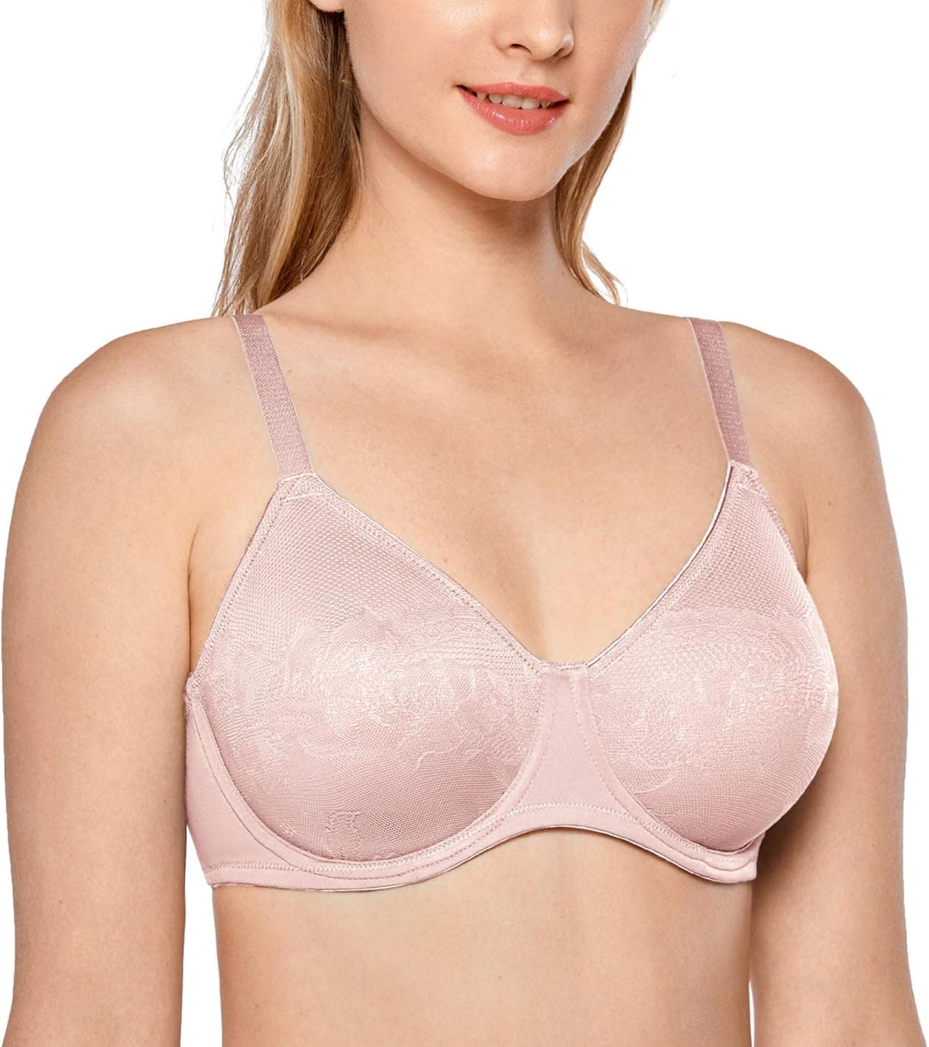 DELIMIRA Women's Full Coverage Bras Plus Size Support Underwire Minimizer Bra