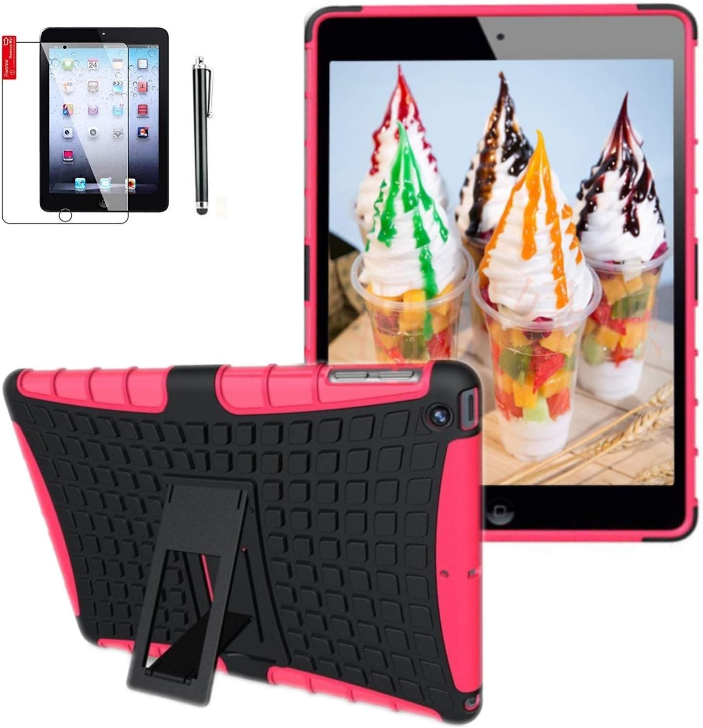 Ipad 4th Generation Case 9.7 inch (Old Model), ipad 3rd / 2nd Cover for Ipad Model md510ll/A MC769ll /A Mc979ll /A Mc705ll /A A1458 A1430 A1416 A1395 2In1 TPU PC Design Cover (Pink)