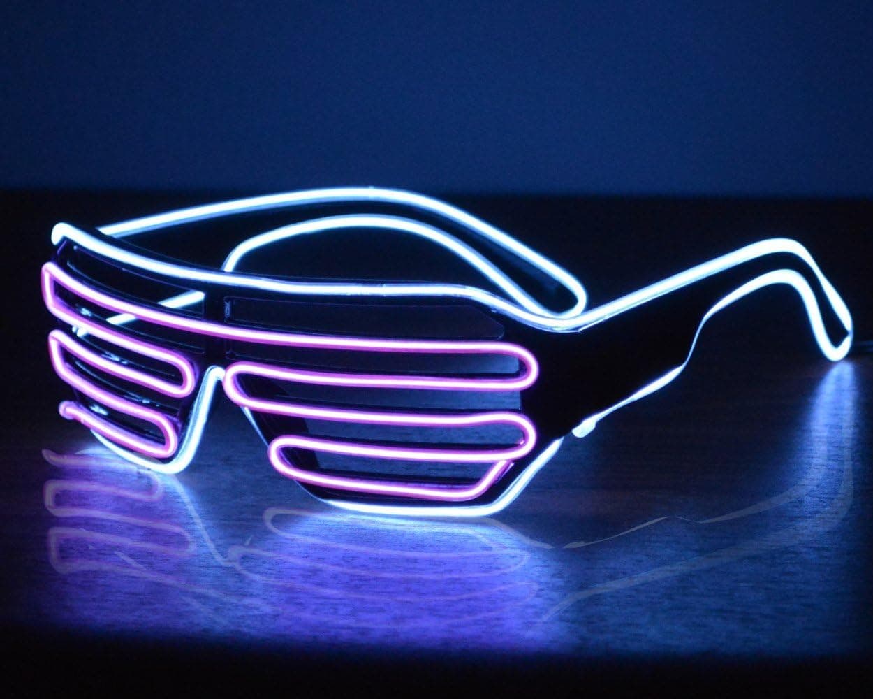 Neon Glasses LED Sunglasses Light Up Costumes Glow in Dark Party White/Purple