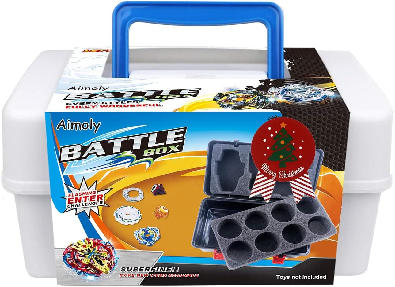 Aimoly Battle Tops Case, Storage Carrying Box Storage Box for Battling Spinner Game (White)