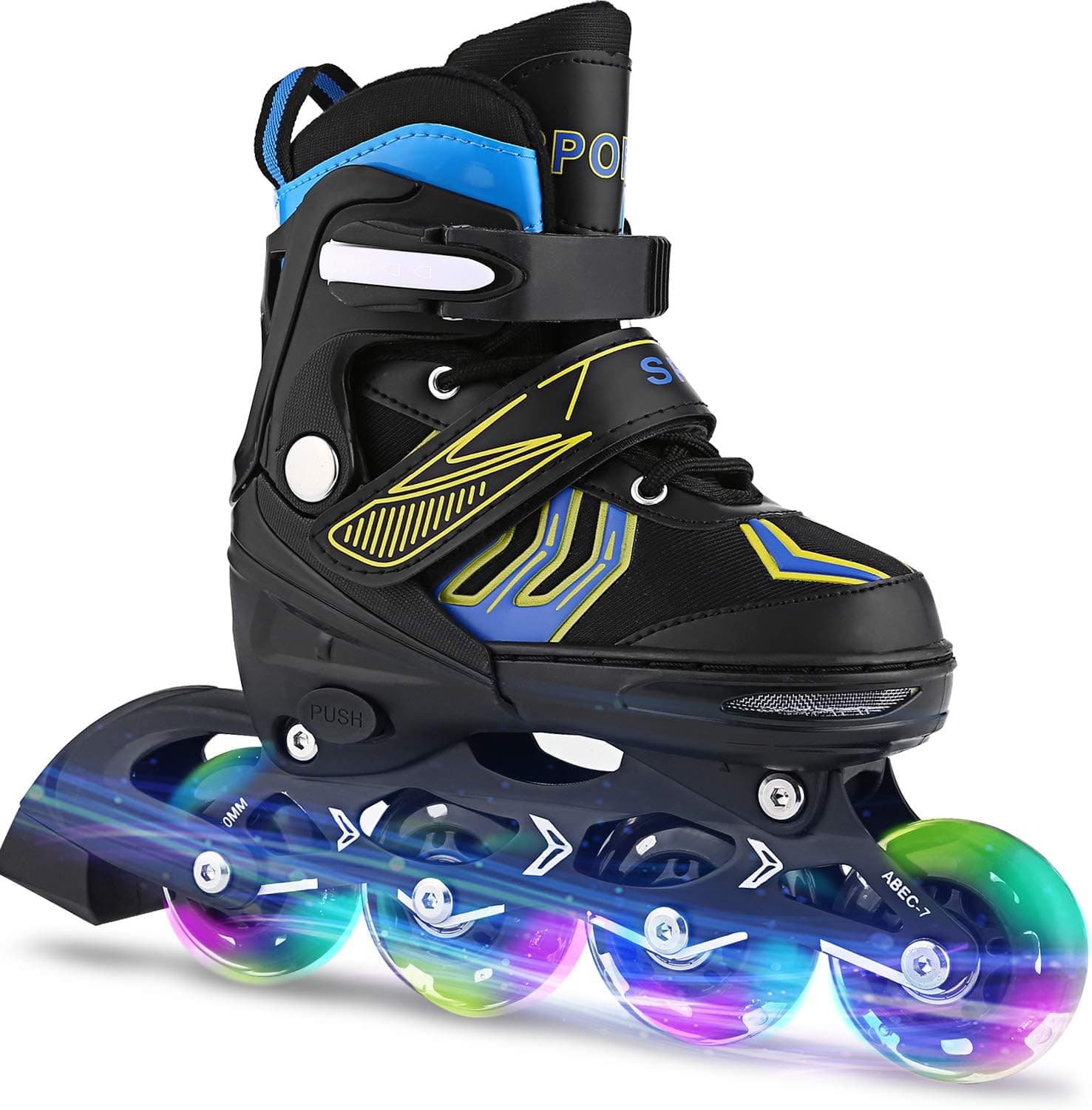ANCHEER Youth Inline Skates for Kids and Women Adjustable Blades Roller Skates with Light Up Wheels Outdoor in Line Skating for Girls and Boys Beginner Skates Size 12-8