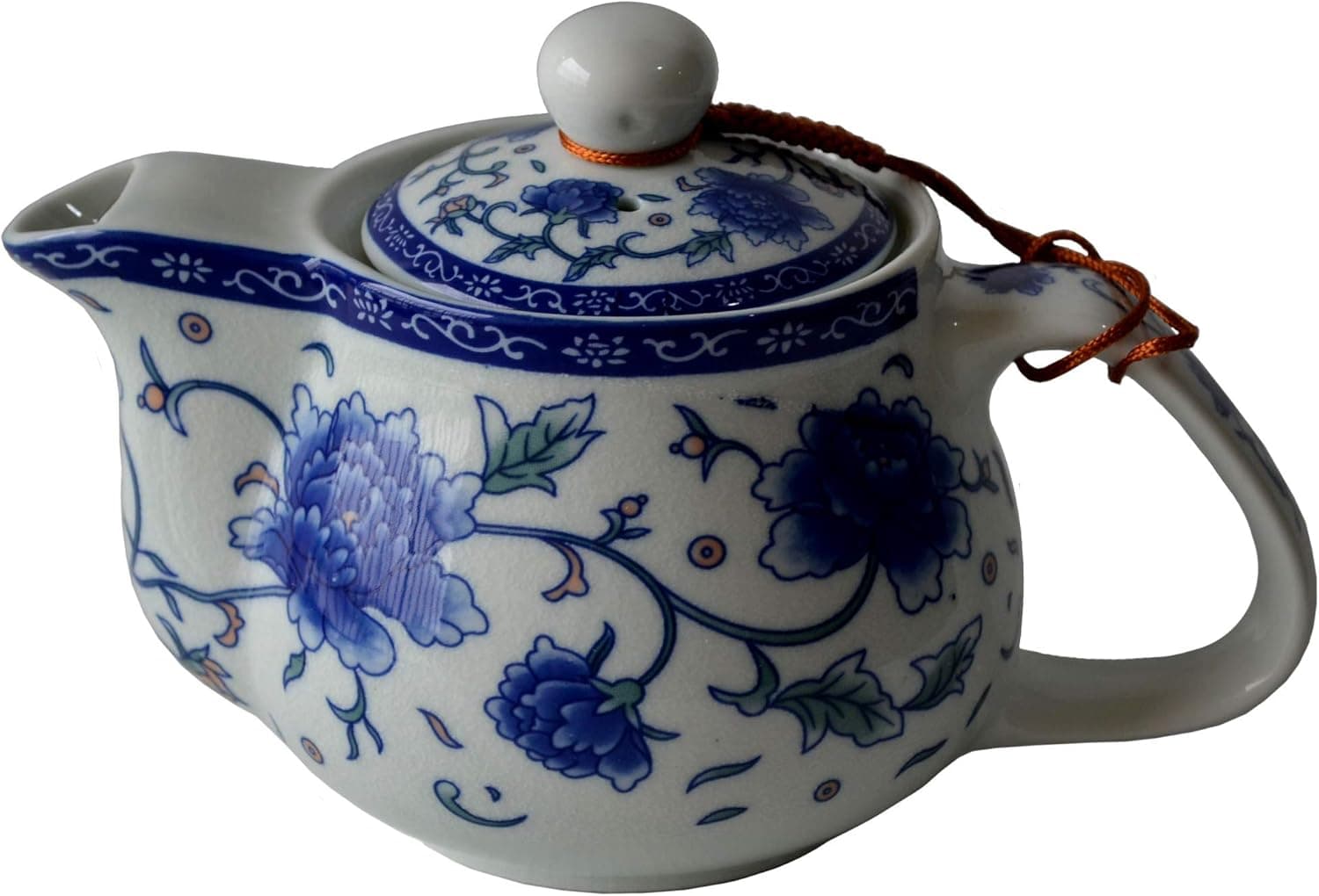 Teapot 260ml Blue White Peony Flower Porcelain Kettle Stainless Infuser (Mudan Flower 260ml)