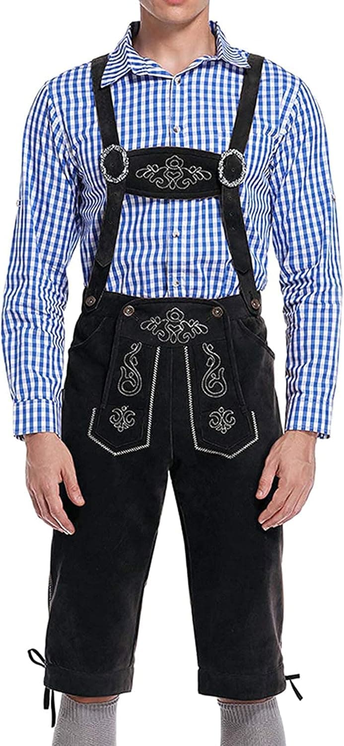 GloryStar Lederhosen Men German Bavarian Oktoberfest Leather Trousers Costume